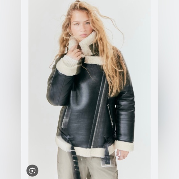 NWT H&M Aviator Jacket with Fleece Trim - Picture 6 of 6